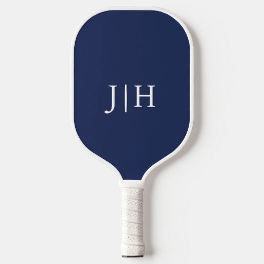 Klassieke Navy/Wit Eenvoudig Monogram Minimalist Pickleball Paddle (Voorkant)