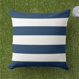 Klassieke Navy Witte Brede Horizontale Streep Buitenkussen
