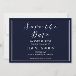 Klassieke Navy Zilveren Huwelijk save the dates Date
