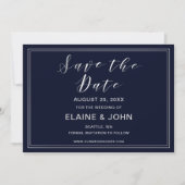 Klassieke Navy Zilveren Huwelijk save the dates Save The Date (Voorkant)
