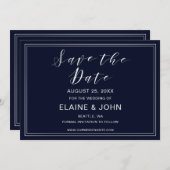 Klassieke Navy Zilveren Huwelijk save the dates Save The Date (Voorkant / Achterkant)