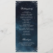 Klassieke Navy Zilveren Kalligrafie Bruiloft Progr Menu (Achterkant)