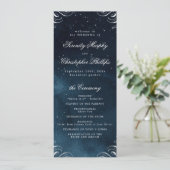 Klassieke Navy Zilveren Kalligrafie Bruiloft Progr Menu (Staand voorkant)