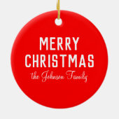 Klassieke Neon Red Elegant Kerstmis Keramisch Ornament (Achterkant)