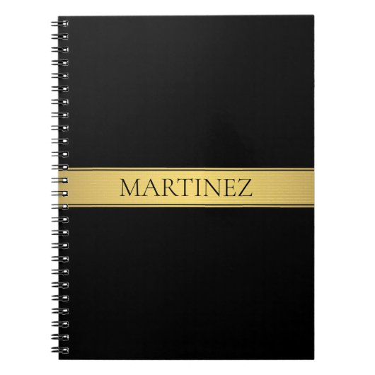 Klassieke nep gouden streep & zwarte achtergrond o notitieboek (Voorkant)