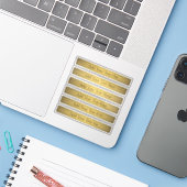 Klassieke nepgoud 2 met zwarte tekst sticker (Laptop met iPhone)