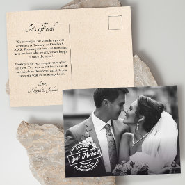 Klassieke net getrouwde foto aankondigingskaart