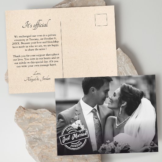 Klassieke net getrouwde foto aankondigingskaart