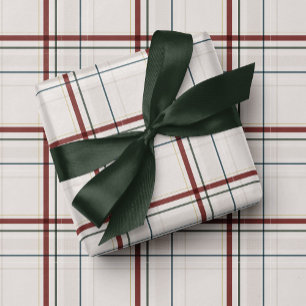 Klassieke neutrale Kerstvakantie plaid Cadeaupapier