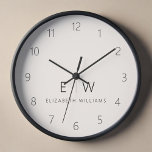 Klassieke Neutrale Moderne Minimalistische Monogra<br><div class="desc">Verbeter uw interieur met onze Classic Elegant Modern Minimalist Monogram wandklok. Dit prachtige uurwerk combineert naadloos tijdloze elegantie met hedendaags minimalisme, en tilt uw leefruimte naar nieuwe niveaus van verfijning. Deze wandklok is vervaardigd met precisie en nauwgezette aandacht voor detail en is meer dan alleen een functioneel accessoire; het is...</div>