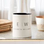 Klassieke Neutrale Moderne Minimalistische Monogra Tweekleurige Koffiemok<br><div class="desc">Verhoog je ochtendroutine met onze Neutral Modern Minimalist Monogram Name Coffee Mok. Deze strakke en stijlvolle mok brengt een vleugje eigentijdse elegantie in uw dagelijkse koffieritueel. Het is gemaakt met kwaliteit in het achterhoofd en heeft een minimalistisch design in klassiek zwart-wit, waardoor het een veelzijdige aanvulling is op uw keuken...</div>