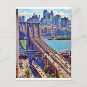 Klassieke New York City Brooklyn Bridge Silhouette Briefkaart