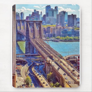 Klassieke New York City Brooklyn Bridge Silhouette Muismat