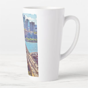 Klassieke New York City Brooklyn Bridge Skyline Latte Mok