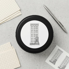 Klassieke New York Stoep Appartement Tekening Ronde Sticker