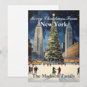 Klassieke New Yorkse kerstboomfamilie Feestdagenkaart (Voorkant / Achterkant)