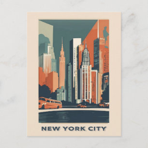 Klassieke New Yorkse stadshemelijn Retro Reizen Briefkaart