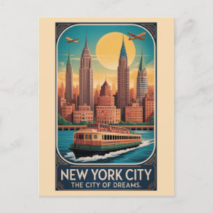 Klassieke New Yorkse stadshemelijn veerboot reis Briefkaart