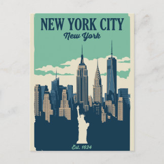 Klassieke New Yorkse Stadssilhouet Briefkaart