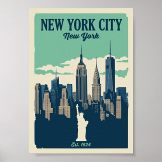 Klassieke New Yorkse Stadssilhouet Poster