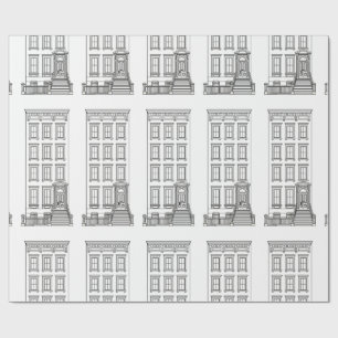 Klassieke New Yorkse Stoep Appartement Tekening Cadeaupapier