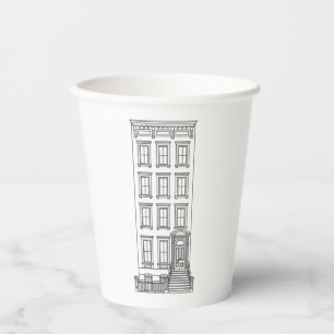 Klassieke New Yorkse stoep appartement tekening Papieren Bekers