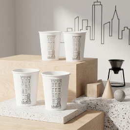 Klassieke New Yorkse stoep appartement tekening Papieren Bekers
