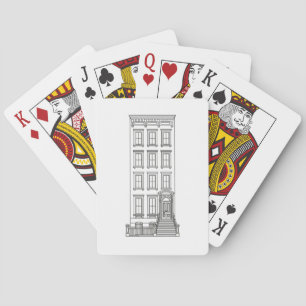 Klassieke New Yorkse stoep appartement tekening Pokerkaarten
