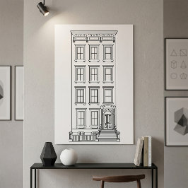 Klassieke New Yorkse Stoep Appartement Tekening Poster