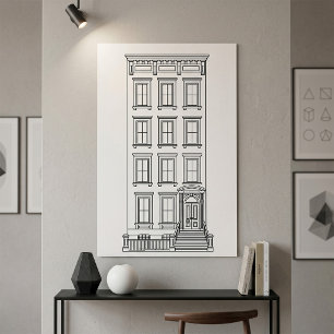 Klassieke New Yorkse Stoep Appartement Tekening  Poster