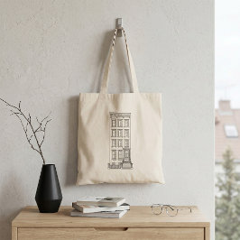 Klassieke New Yorkse Stoep Appartement Tekening Tote Bag
