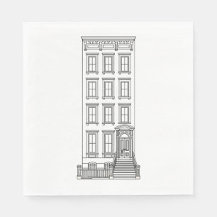 Klassieke New Yorkse stoepappartement tekening Servet