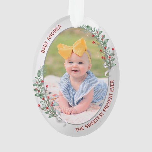 Klassieke Newborn 1e kerstopa Ornament (achterkant)