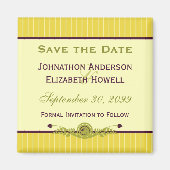 Klassieke nieuwe gele bruiloft bewaart de datum magneet (Voorkant)