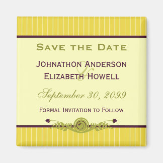 Klassieke nieuwe gele bruiloft bewaart de datum magneet