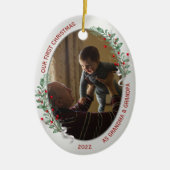 Klassieke nieuwgeboren grootouders met eerste kers keramisch ornament (Voorkant)