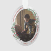 Klassieke nieuwgeboren grootouders met eerste kers ornament (voorkant)