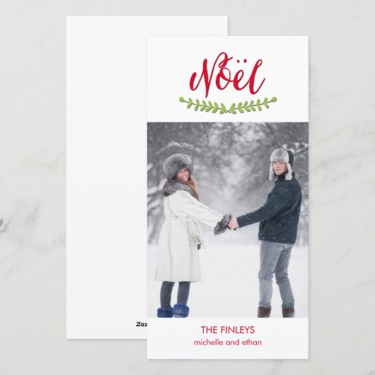 Klassieke Noel kerstvakantie fotokaart Feestdagenkaart (Voorkant / Achterkant)