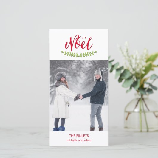 Klassieke Noel kerstvakantie fotokaart Feestdagenkaart (Staand voorkant)