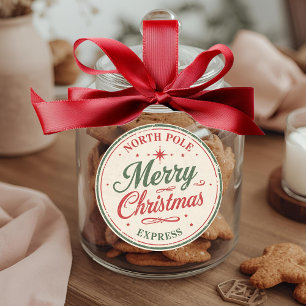 Klassieke North Pole Merry Christmas Express Ronde Sticker