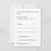 Klassieke, nostalgische en  "rsvp"-kaart RSVP kaartje (Achterkant)