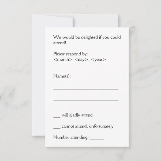 Klassieke, nostalgische en  "rsvp"-kaart RSVP kaartje (Achterkant)