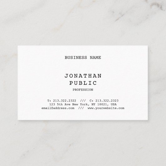 Klassieke nostalgische look minimalistisch elegant visitekaartje (Achterkant)