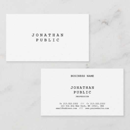 Klassieke nostalgische look minimalistisch elegant visitekaartje (Voorkant / Achterkant)