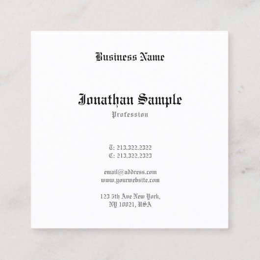 Klassieke nostalgische look Oude Engelse tekst leg Vierkante Visitekaartje (Achterkant)