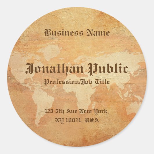 Klassieke  nostalgische Sjabloon oud papier look Ronde Sticker (Voorkant)