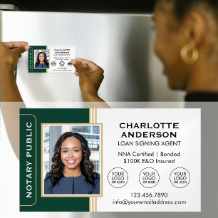 Klassieke Notaris Ondertekenend Agent Foto Groen G Magnetisch Visitekaartje