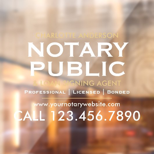 Klassieke Notaris Openbaar Promotie Wit Goud Raamsticker (Vel 2)