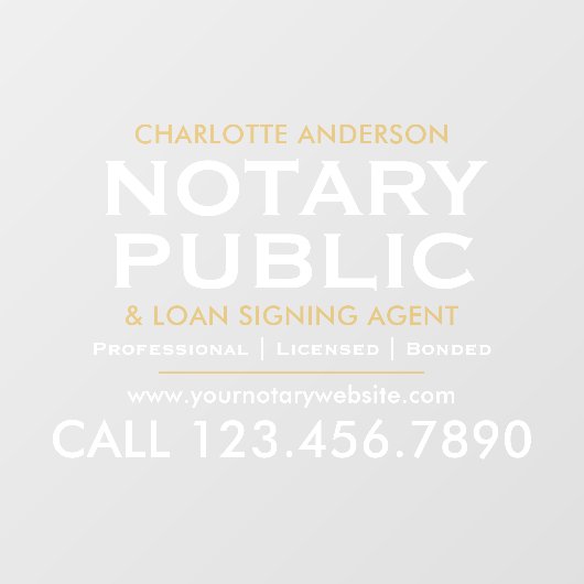 Klassieke Notaris Openbaar Promotie Wit Goud Raamsticker (Vel)