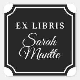 Klassieke Notched Border Ex Libris Naam Boekplaat Vierkante Sticker
